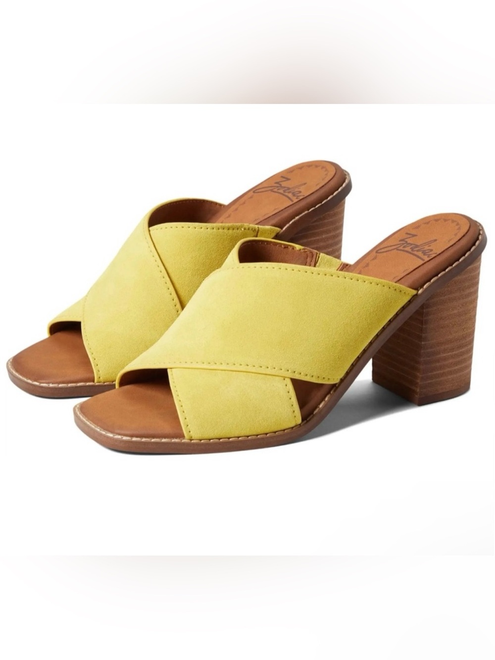 Zodiac Dree Sandal Block heel slides Yellow Leather Size 9.5